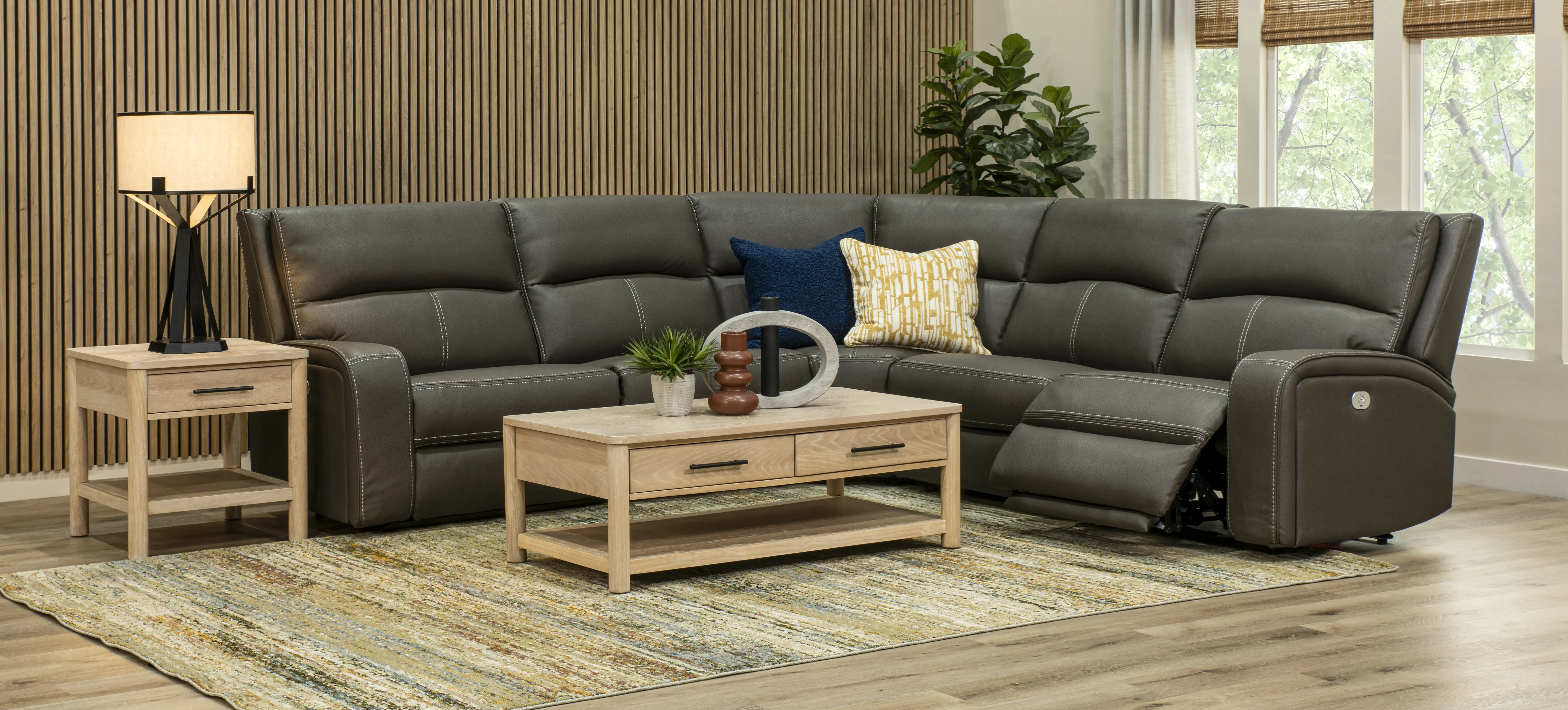 Star Gray Haze 5-Piece Power Reclining Sectional with Adjustable Headrests-2
