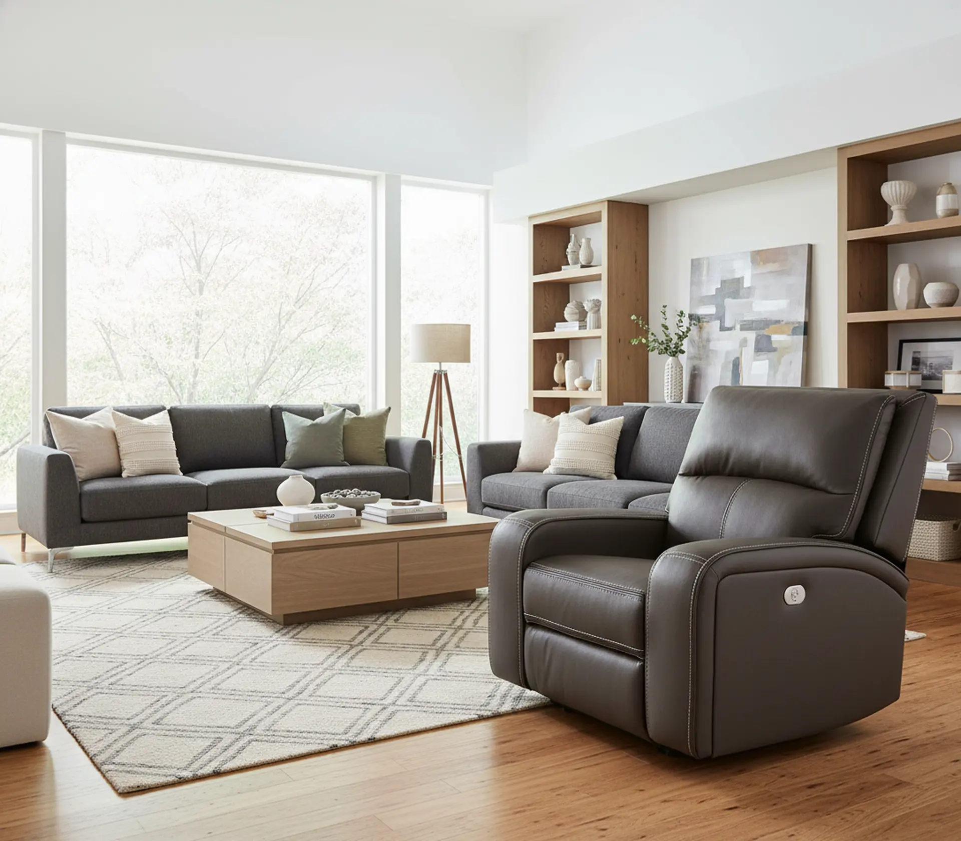 Star Gray Haze Power Recliner with Adjustable Headrest-12