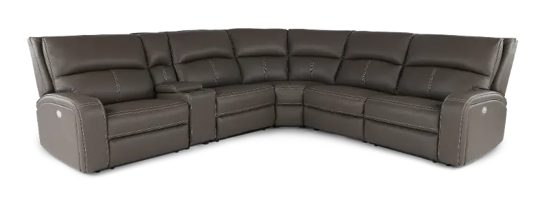 Star Gray Haze 6-Piece Power Reclining Sectional with Adjustable Headrests