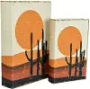 Large Wooden Orange Cactus Box