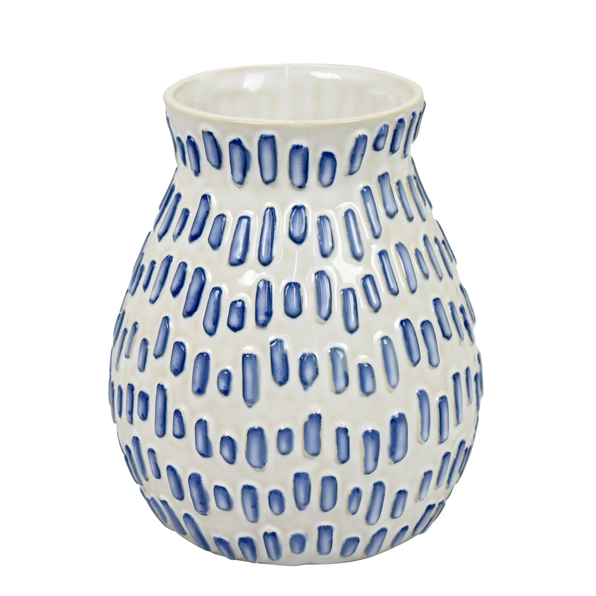 6.5 Cream Vase with Blue Pattern-1