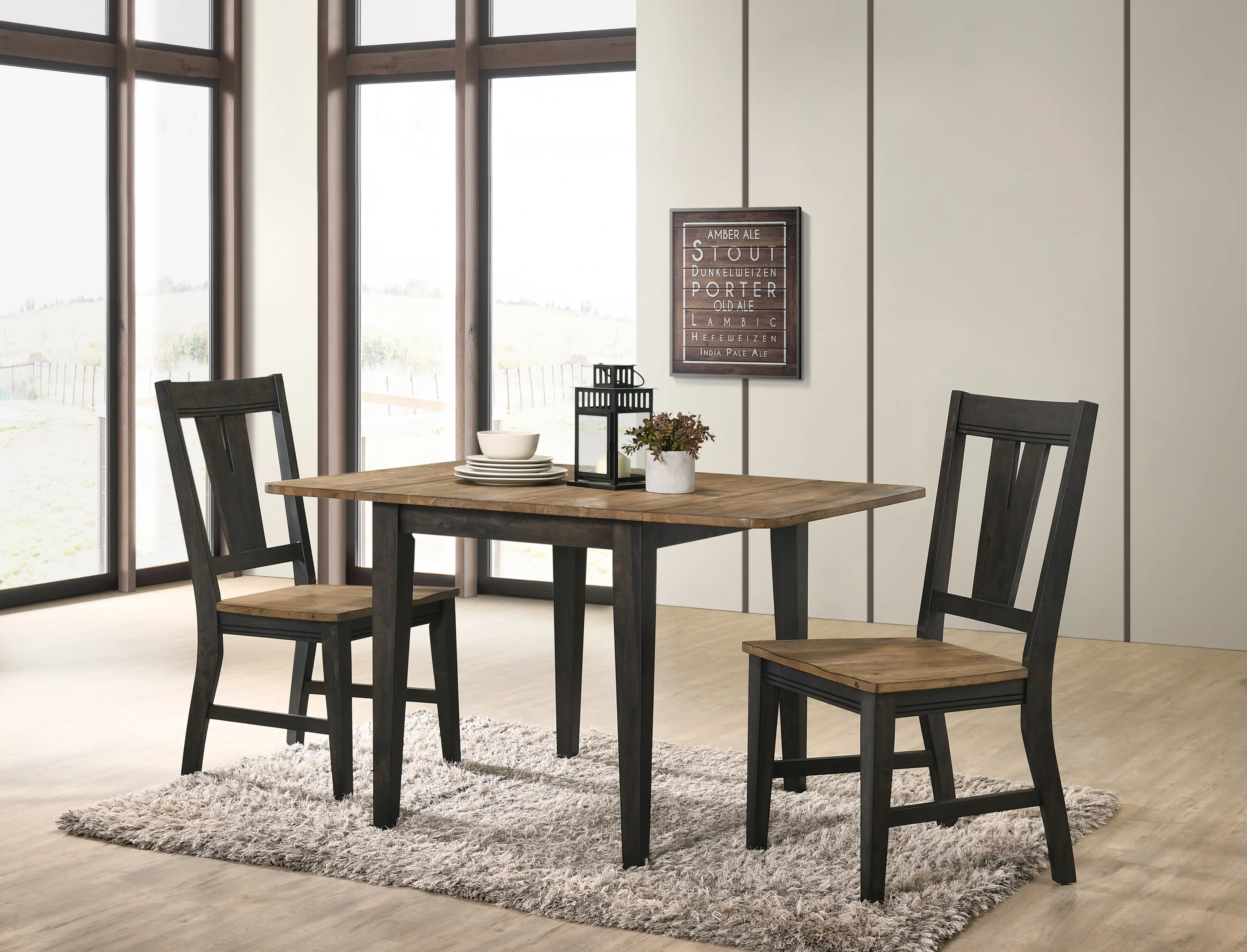 Harper Dark Brown 3 Piece Dining Room Set-2