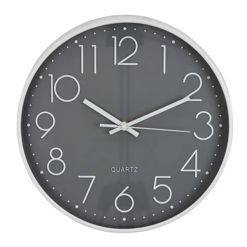 Round White and Gray Wall Clock
