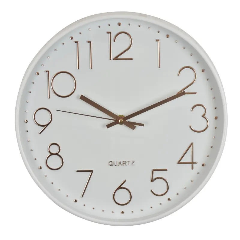 Round White and Copper Wall Clock