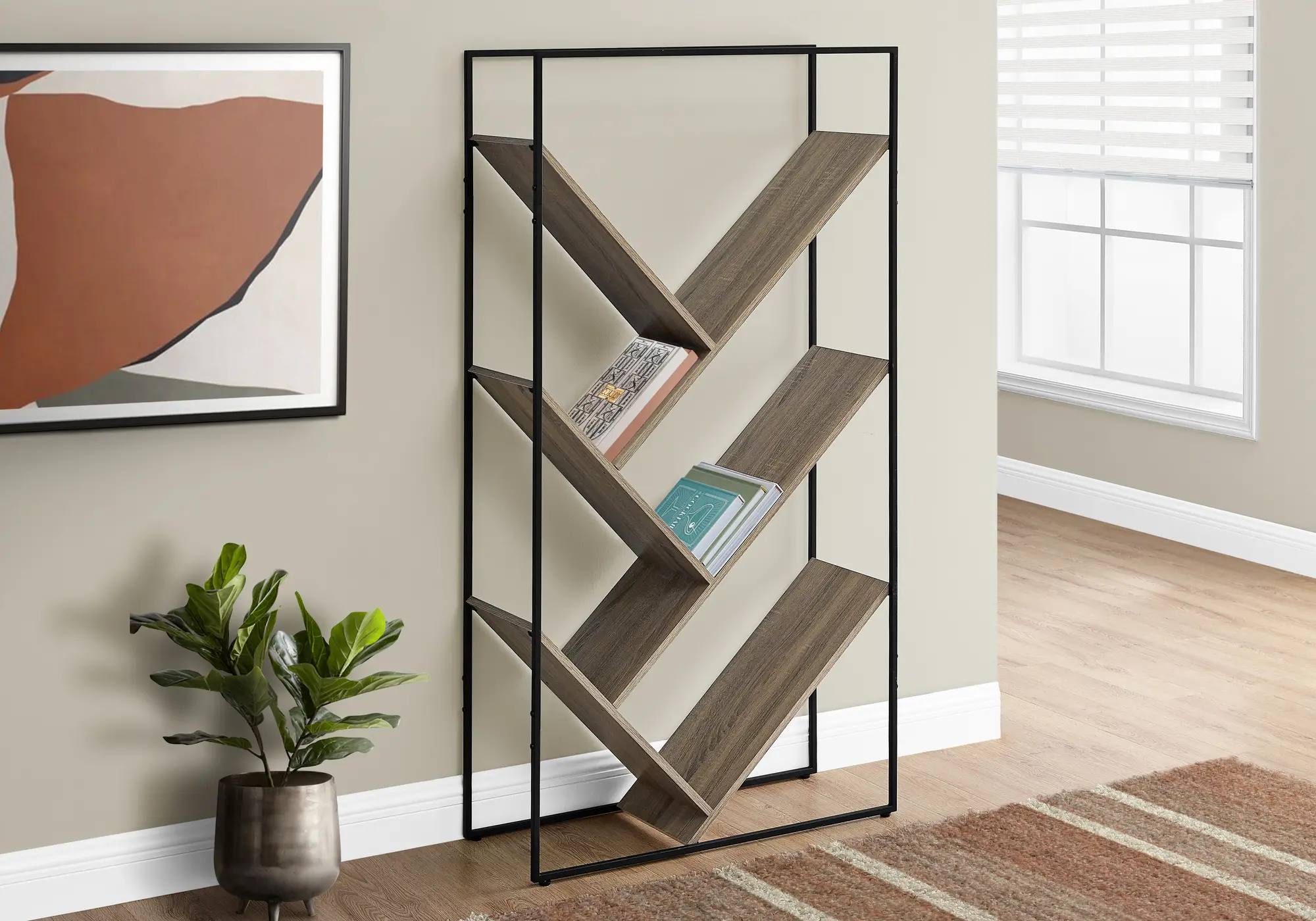 Cliff Contemporary 60 Taupe Bookcase-2