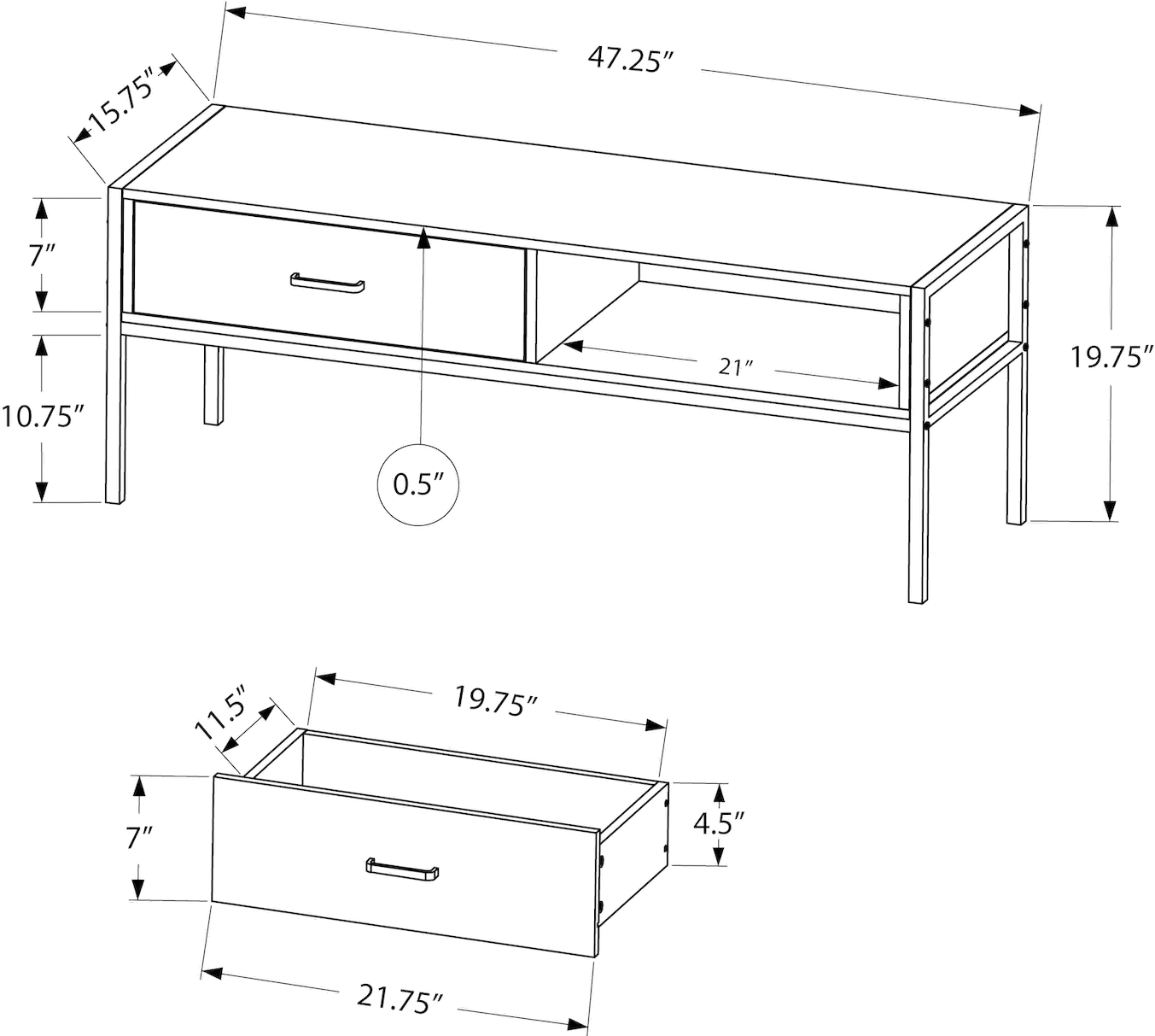 Industrial 48 Inch Taupe TV Stand-5