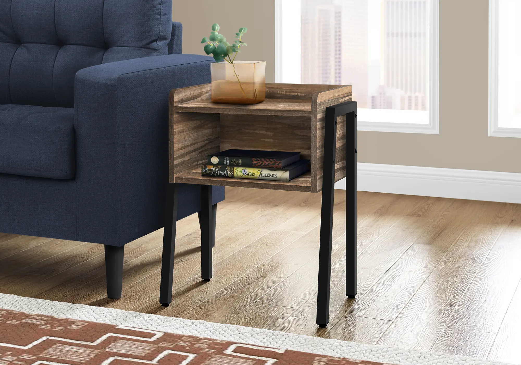Industrial Brown Reclaimed Wood Storage Cubby Accent Table-1