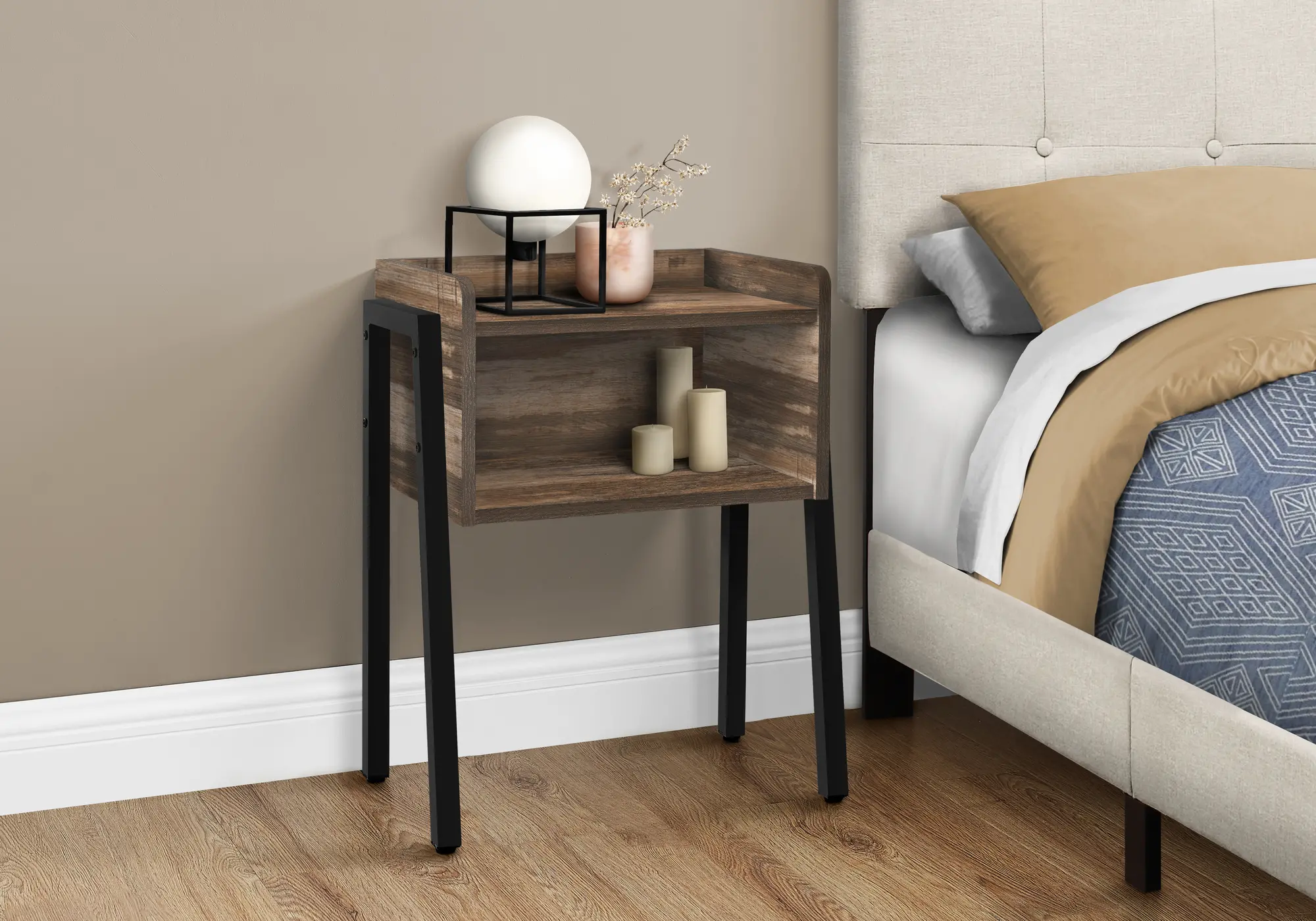 Industrial Brown Reclaimed Wood Storage Cubby Accent Table-2