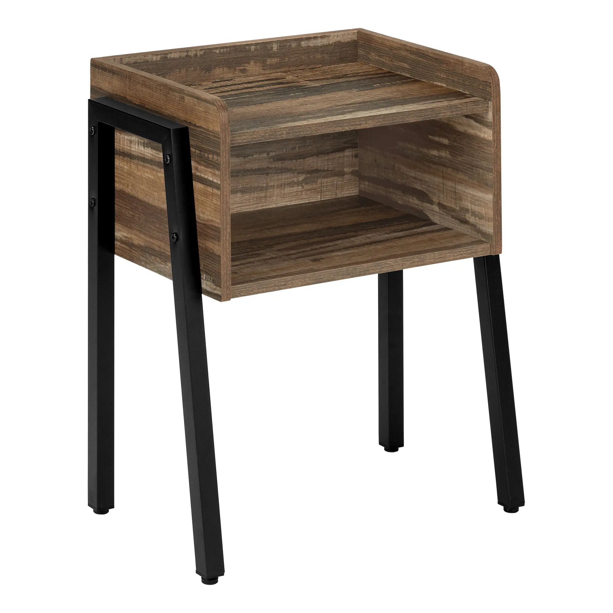 Industrial Brown Reclaimed Wood Storage Cubby Accent Table-3