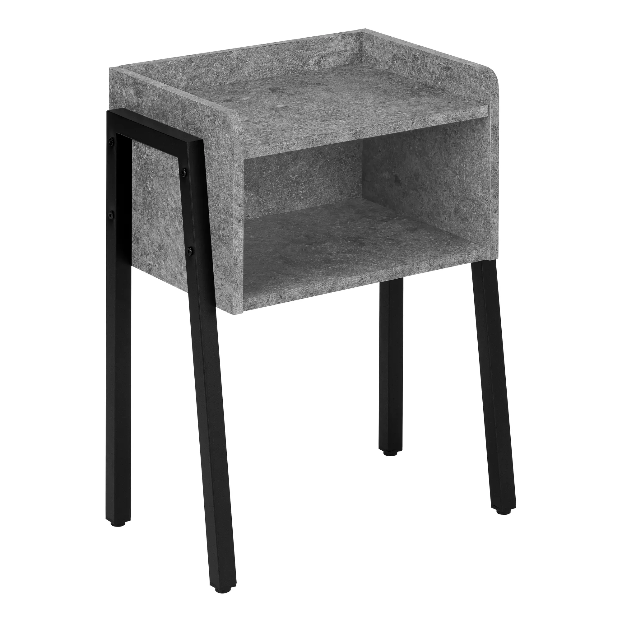 Industrial Gray Stone-Look Storage Cubby Accent Table-3