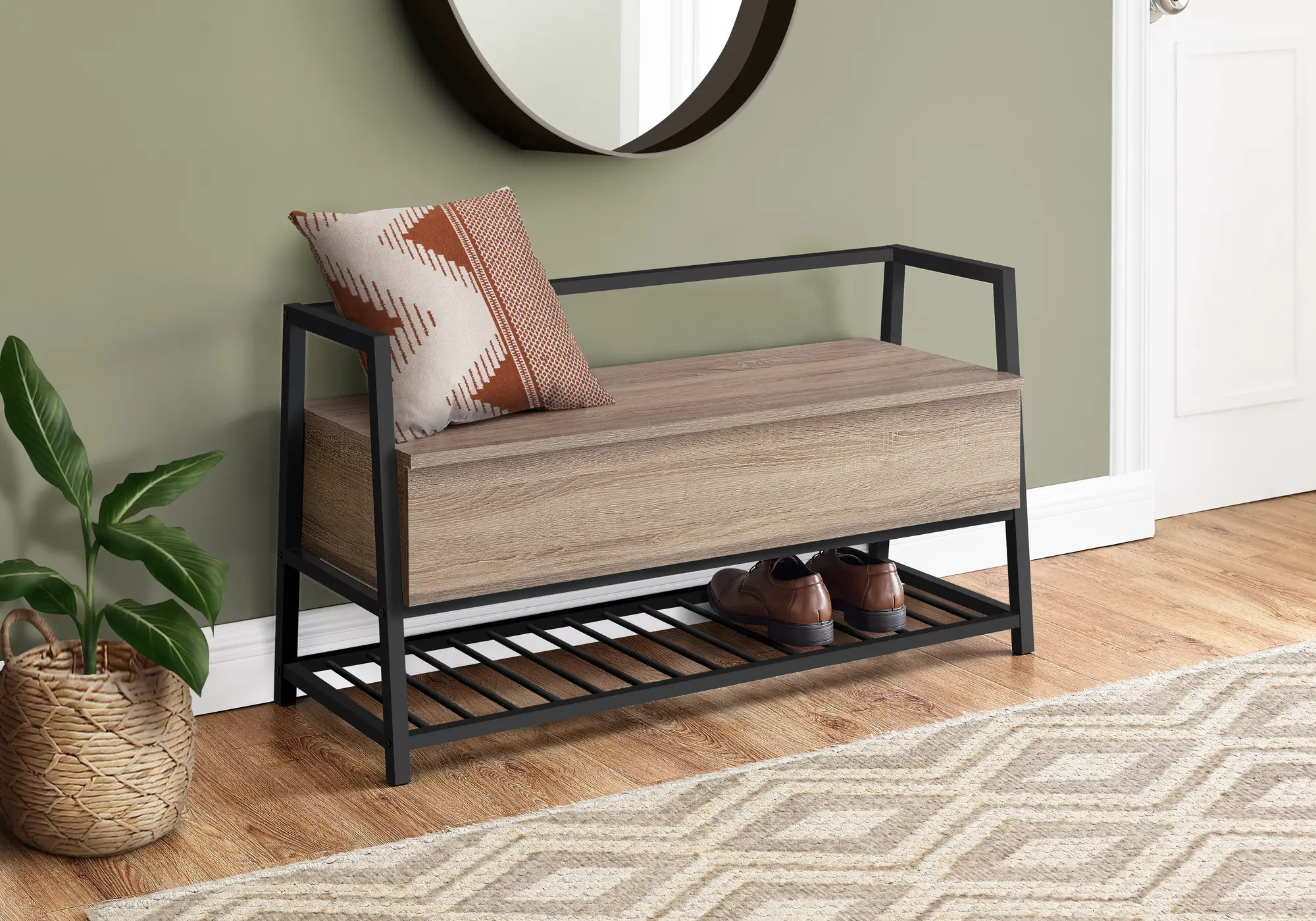 Industrial Taupe Storage Bench-2