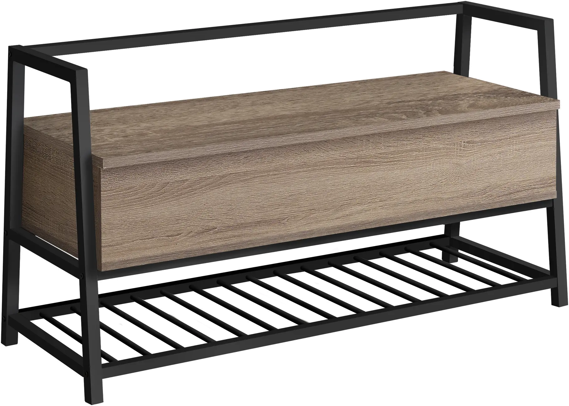 Industrial Taupe Storage Bench-1
