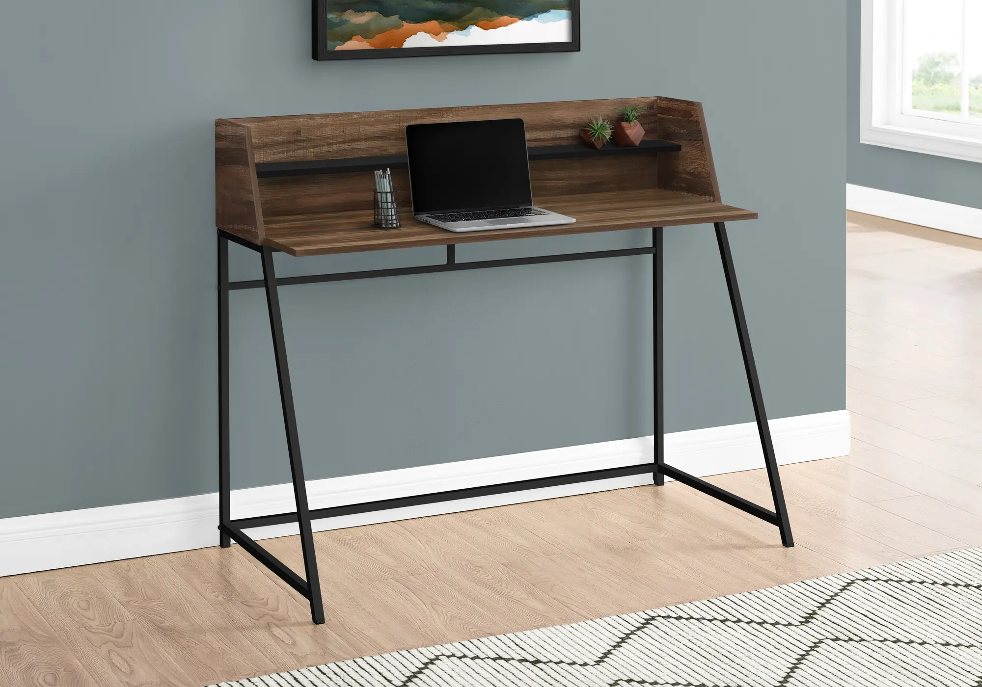 Mid-Century Modern Reclaimed Wood Computer Desk-2