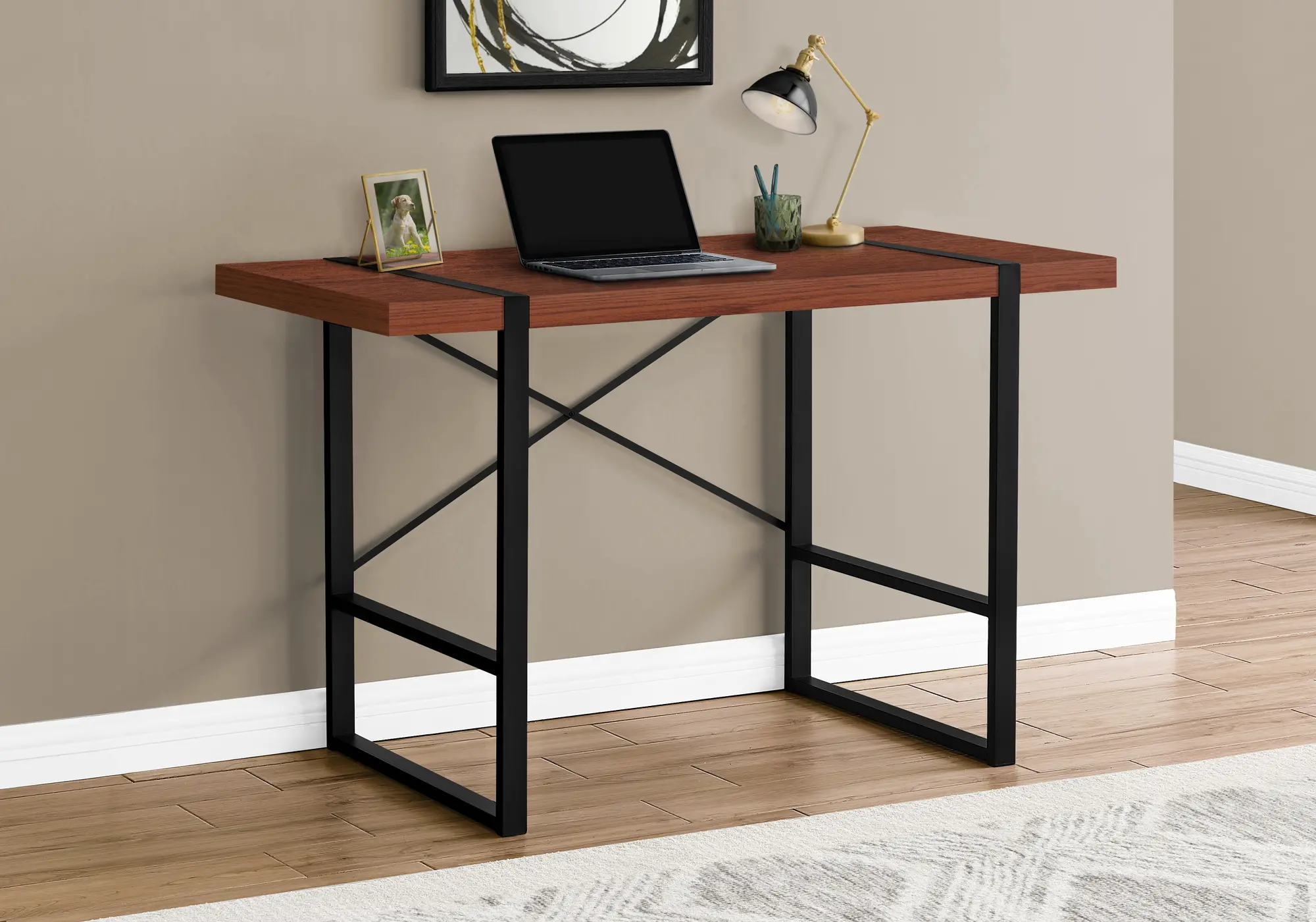 Industrial 48 Inch Cherry Computer Desk-2