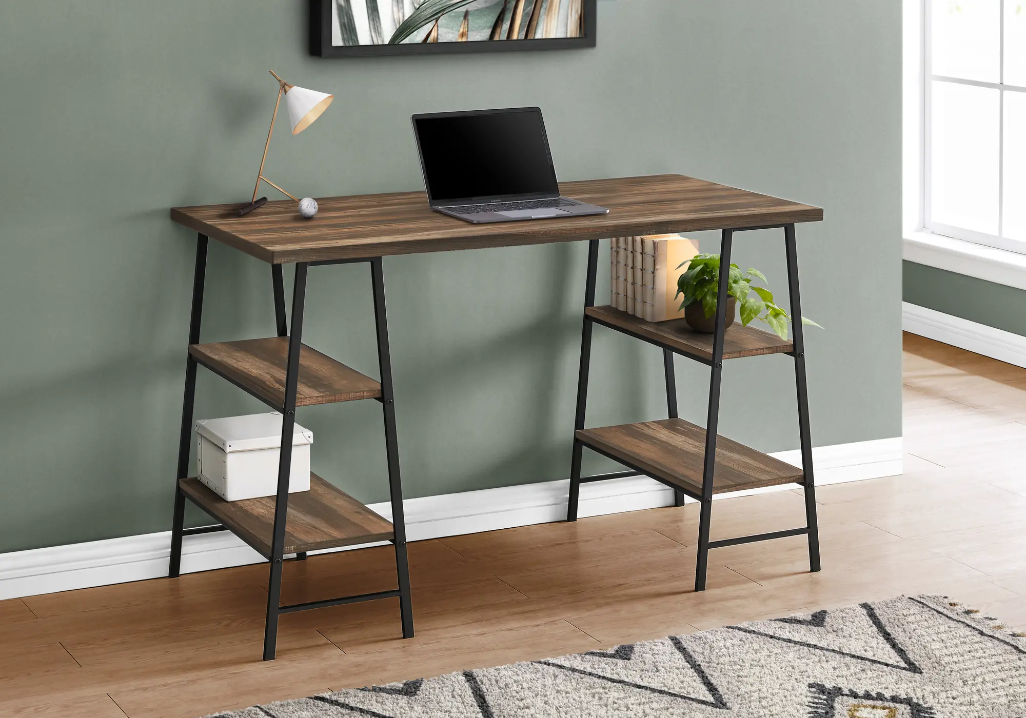 Industrial 48 Inch Brown Reclaimed Wood Computer Desk-1