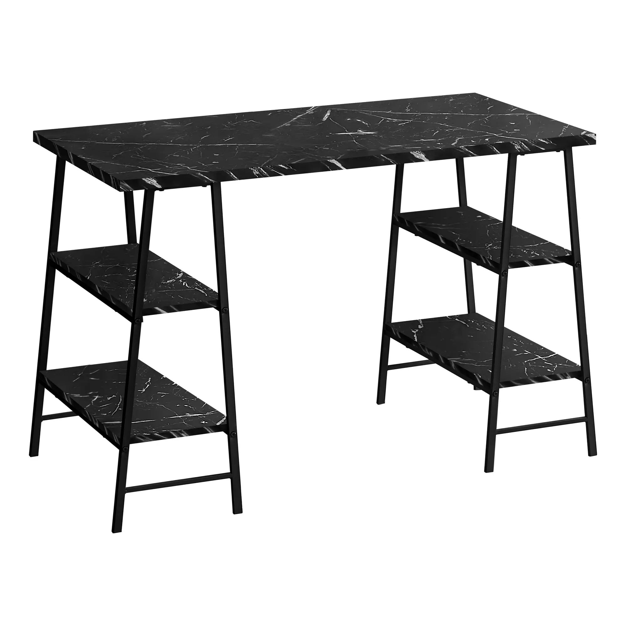 Industrial 48 Inch Black Faux Marble Computer Desk-3