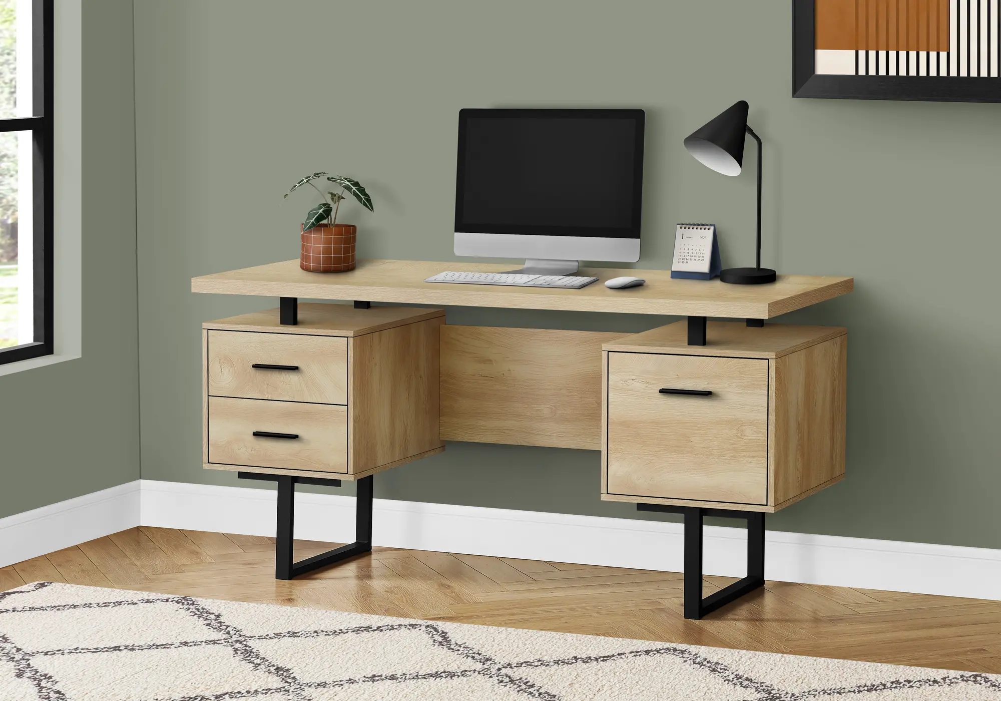 Industrial 60 Inch Natural Computer Desk-2