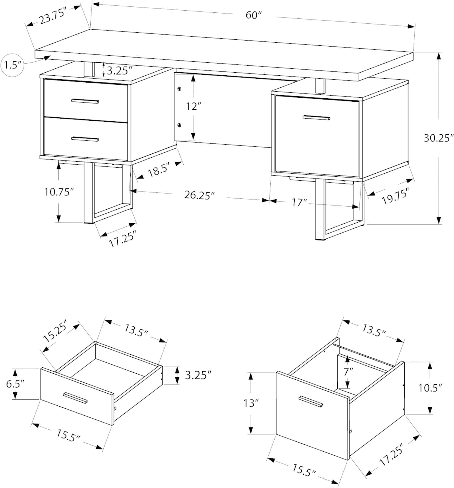 Industrial 60 Inch Natural Computer Desk-5