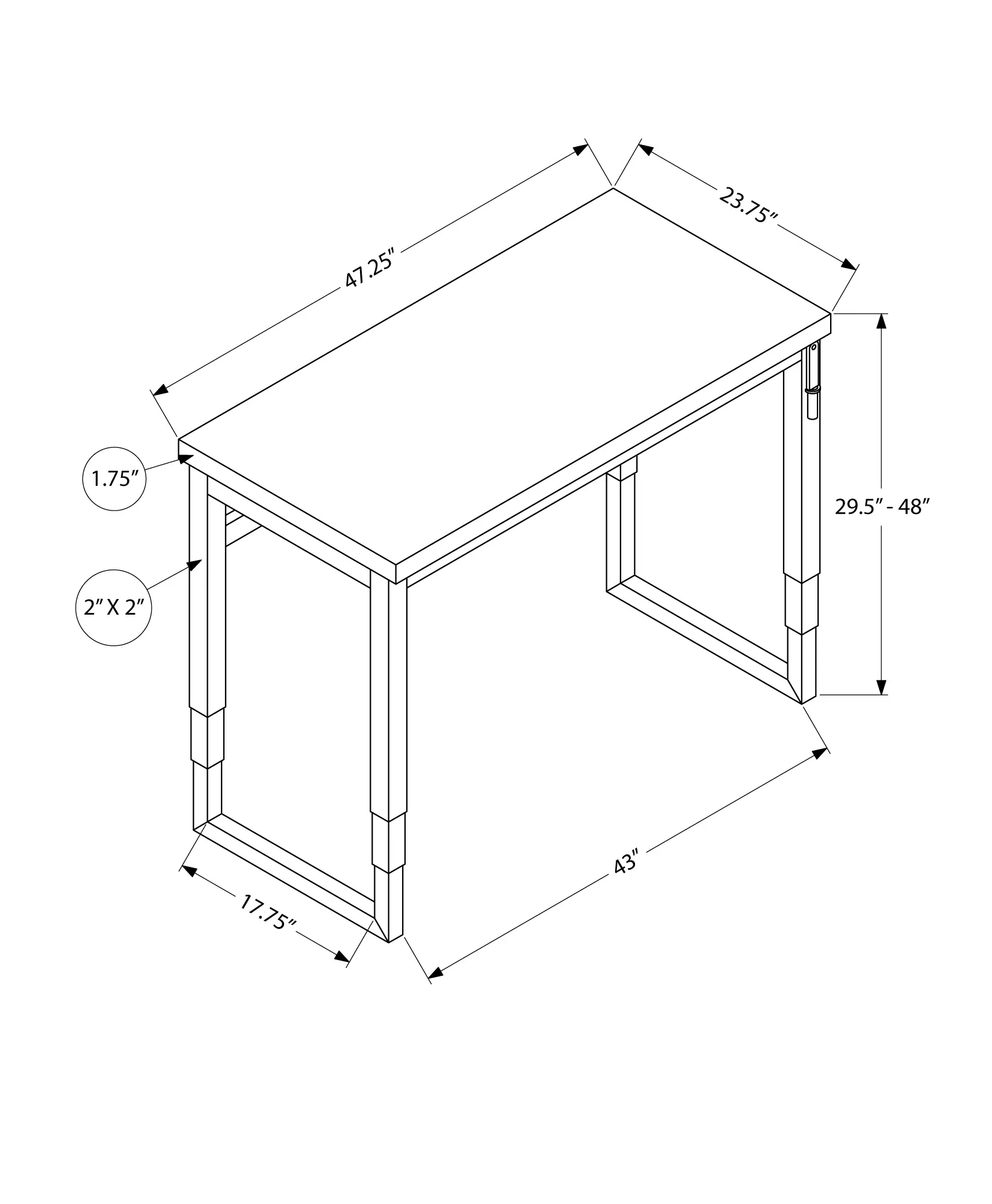 I 7676 Contemporary 48 Inch Cherry Adjustable Height Computer Desk-1