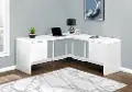 Modern 72 Inch Glossy White Computer L-Desk
