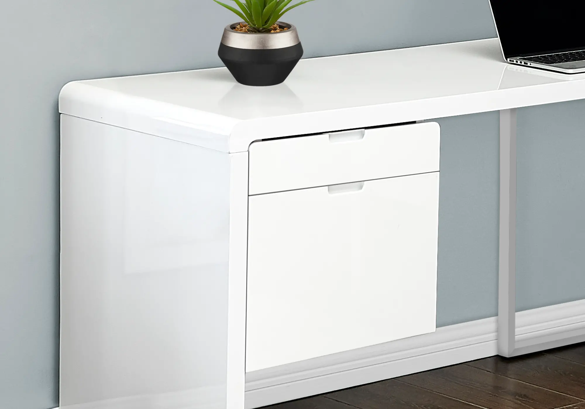 Modern 72 Inch Glossy White Computer L-Desk-2