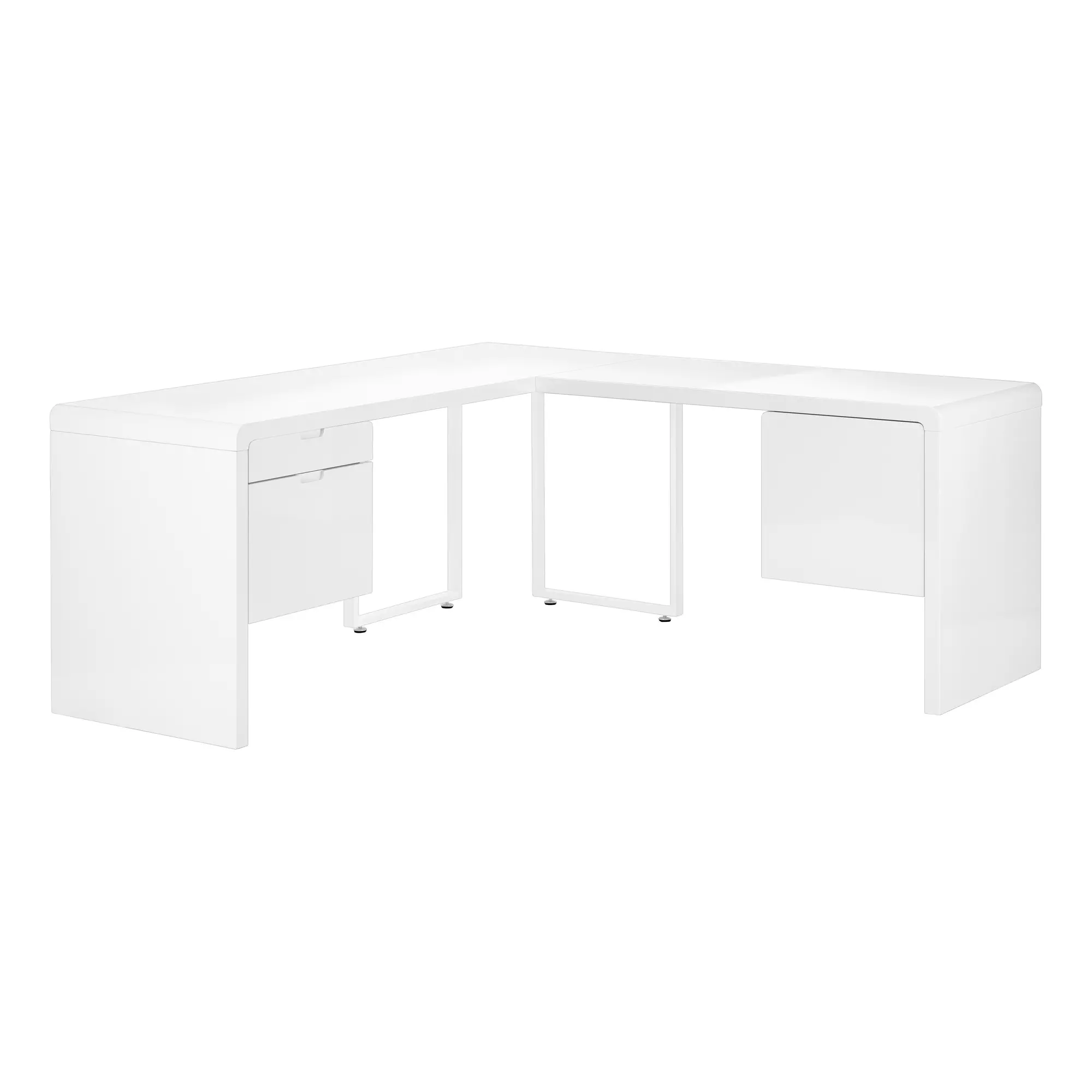 Modern 72 Inch Glossy White Computer L-Desk-3