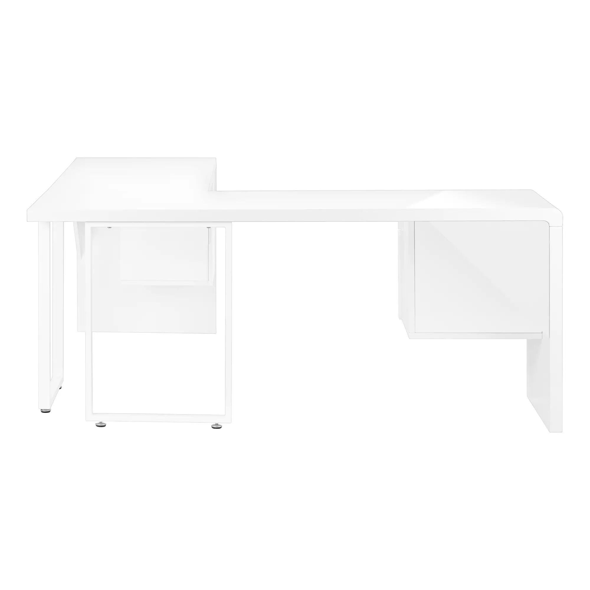 Modern 72 Inch Glossy White Computer L-Desk-5