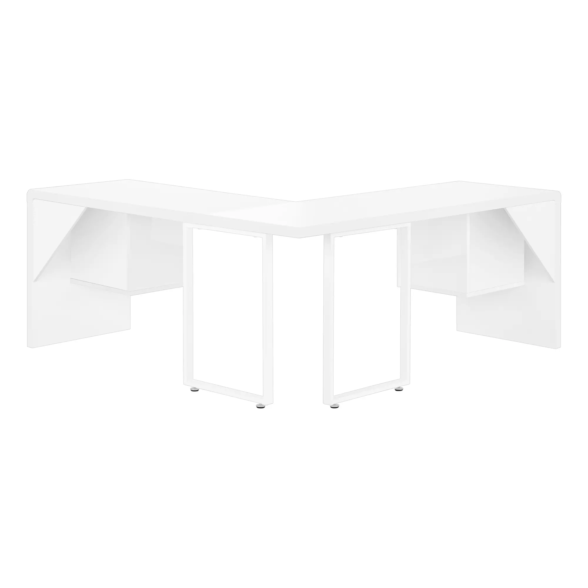 Modern 72 Inch Glossy White Computer L-Desk-6