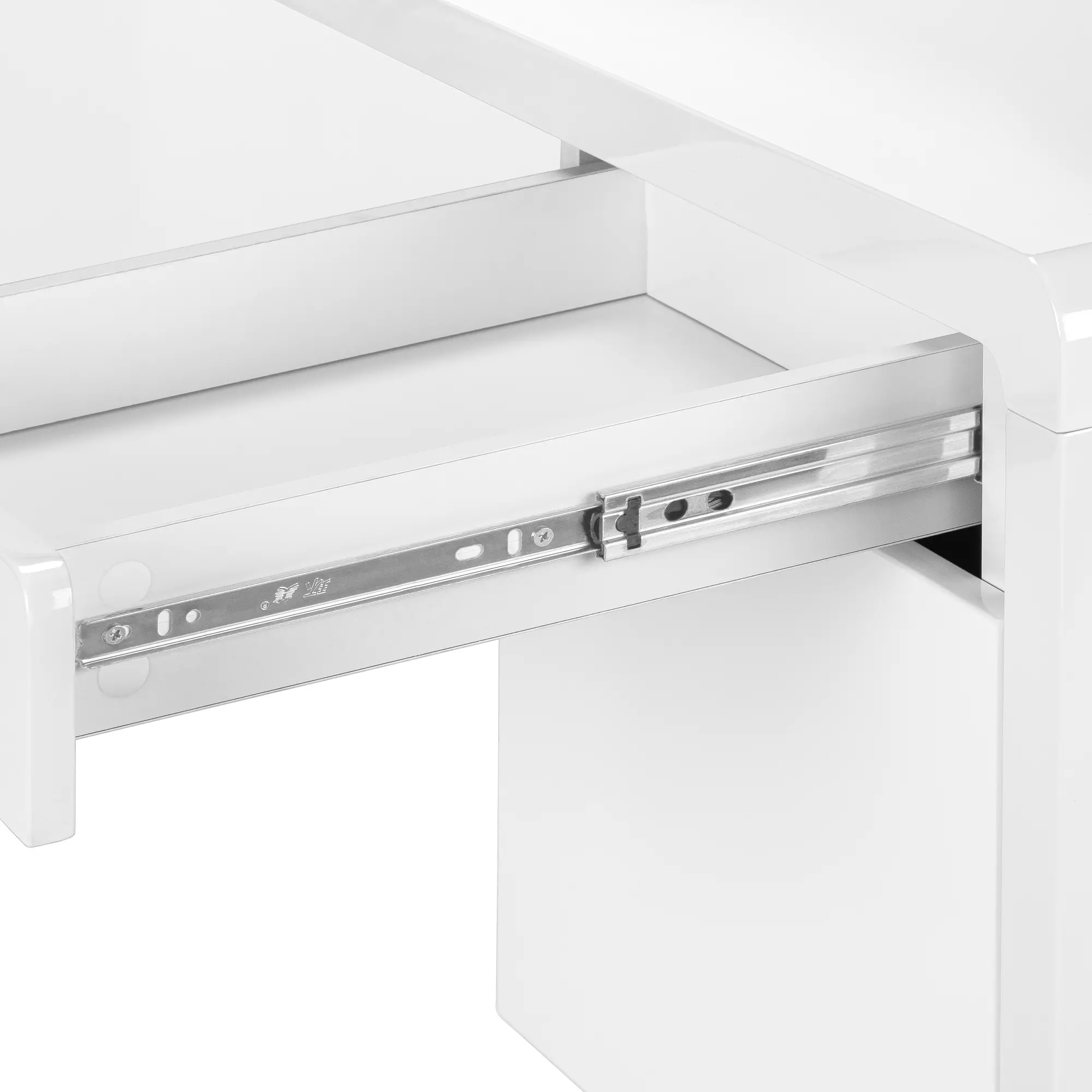Modern 72 Inch Glossy White Computer L-Desk-7