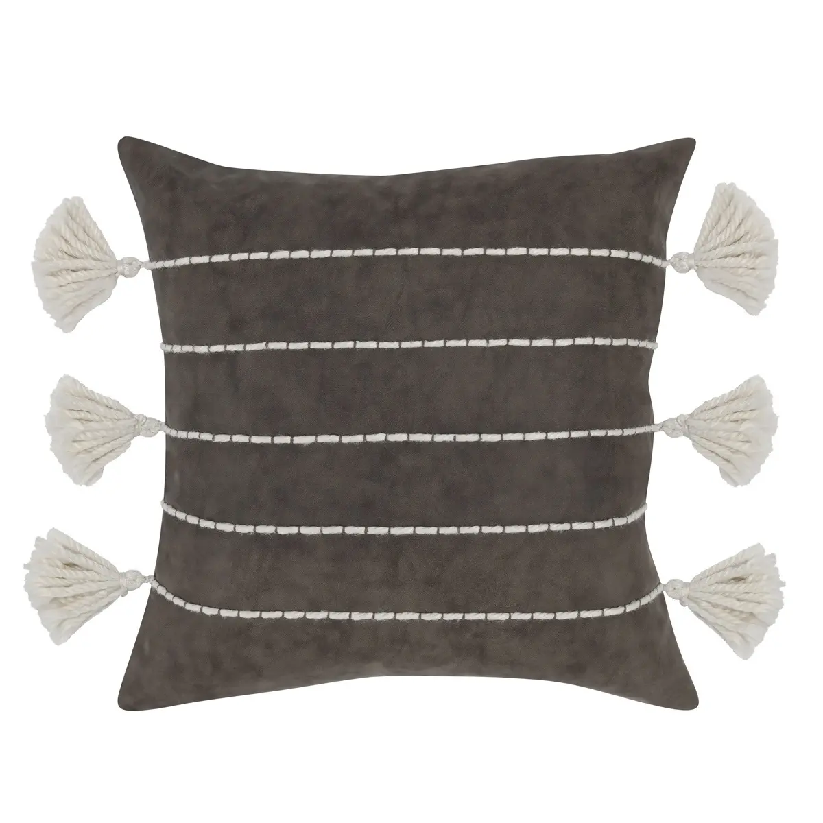 Ezekiel Brown Vegan Leather Accent Pillow-1