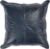 Naval Nightfall Blue Leather Throw Pillow