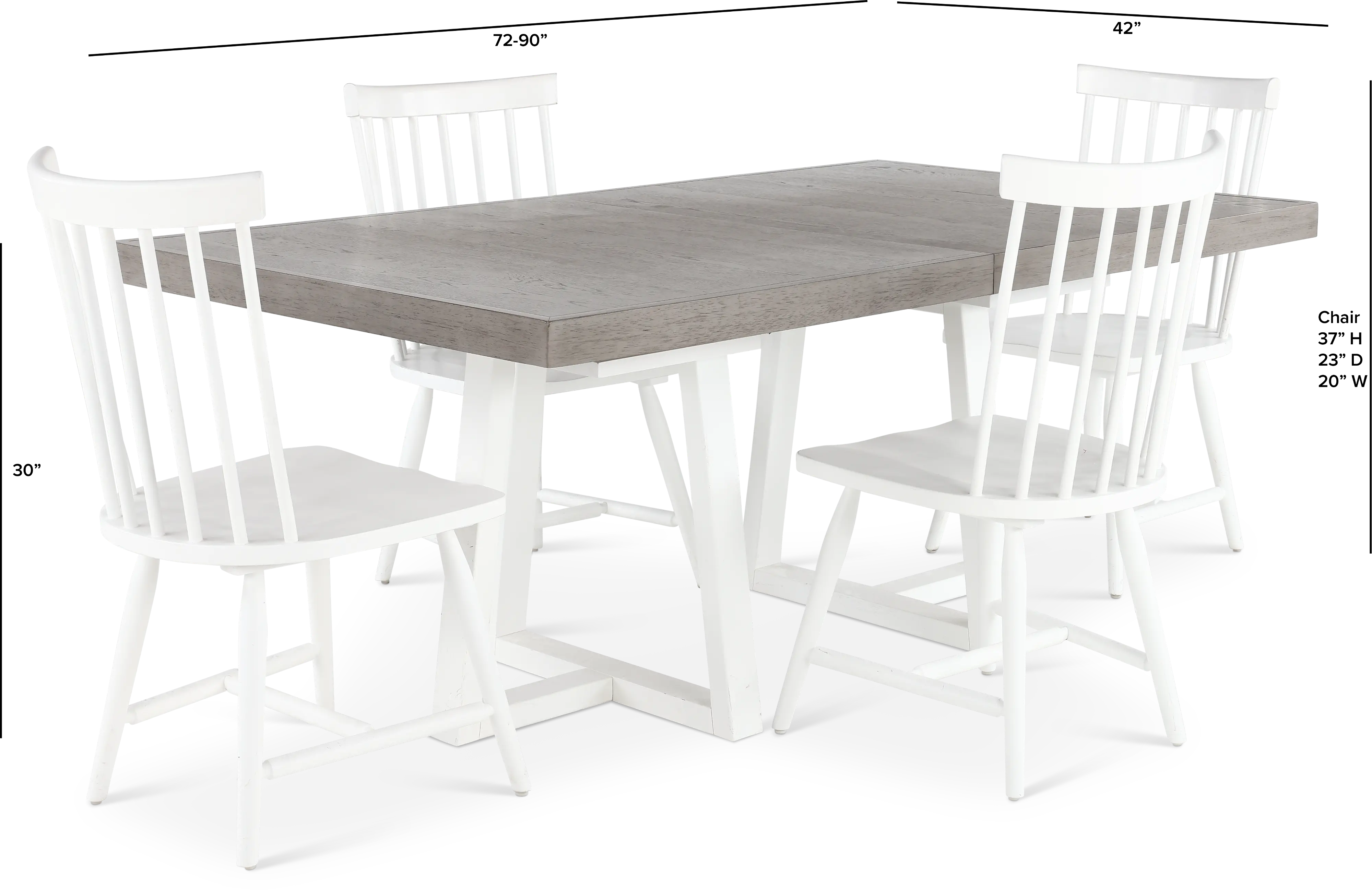 5PC:499-DINING Palmetto Heights White and Gray 5 Piece Dining Set-3