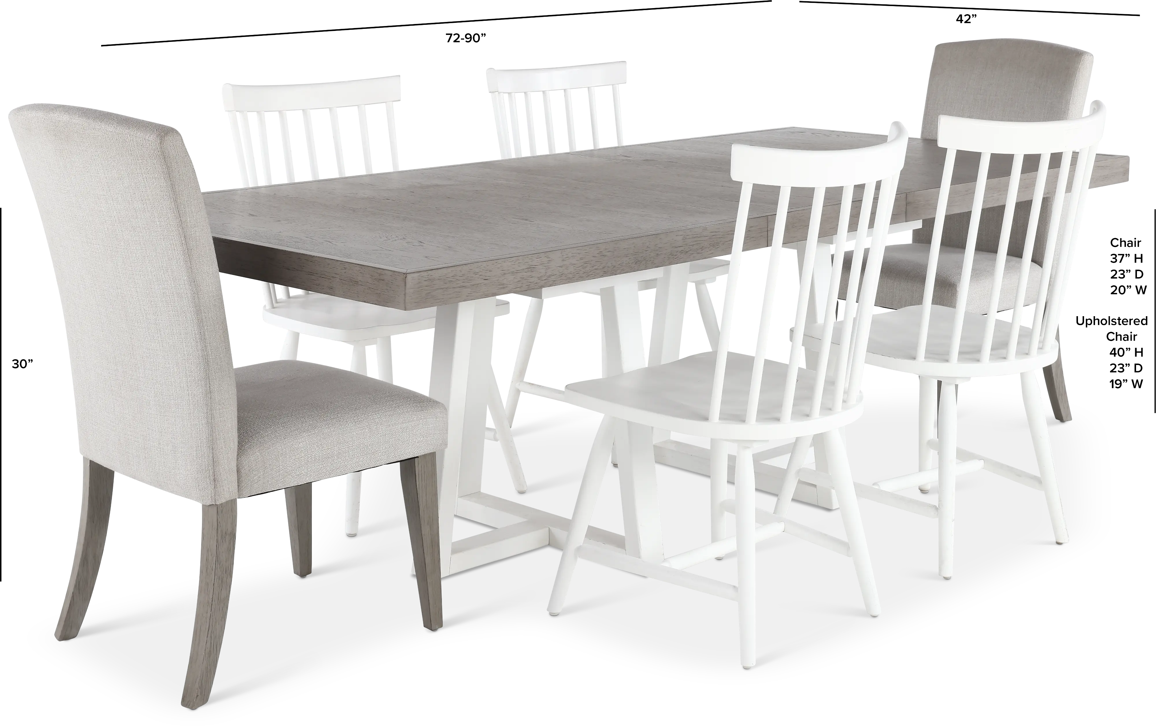 7PC:499-DINING Palmetto Heights White and Gray 7 Piece Dining Set-3