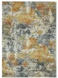 Malibu 2 x 8 Blue and Gold Washable Runner Rug