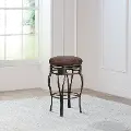 Montello Traditional Old Steel Backless Swivel Bar Height Stool with Wood Panel