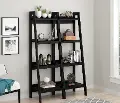 Lawrence Black 4-Shelf Ladder Bookcases, Set of 2
