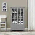 Aaron Lane Gray Bookcase with Sliding Glass Doors