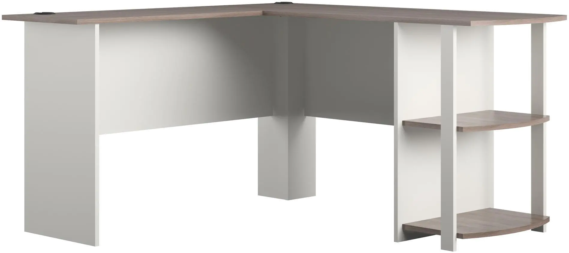 Dakota Traditional White L-Desk with Bookshelves-1