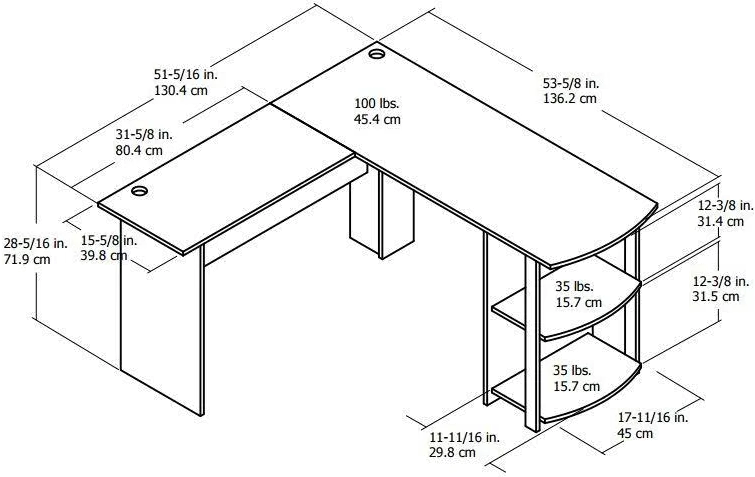 Dakota Traditional White L-Desk with Bookshelves-8