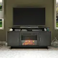 Merritt Avenue Transitional Black Oak Electric Fireplace TV Stand with Storage Cabinets