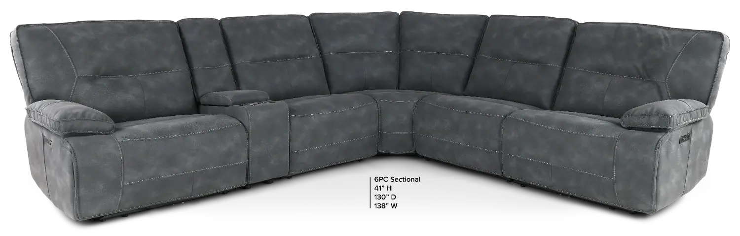 Spartacus Cobalt 6-Piece Power Reclining Sectional-1