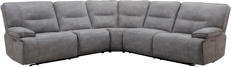 Spartacus Sky Gray 5-Piece Power Reclining Sectional