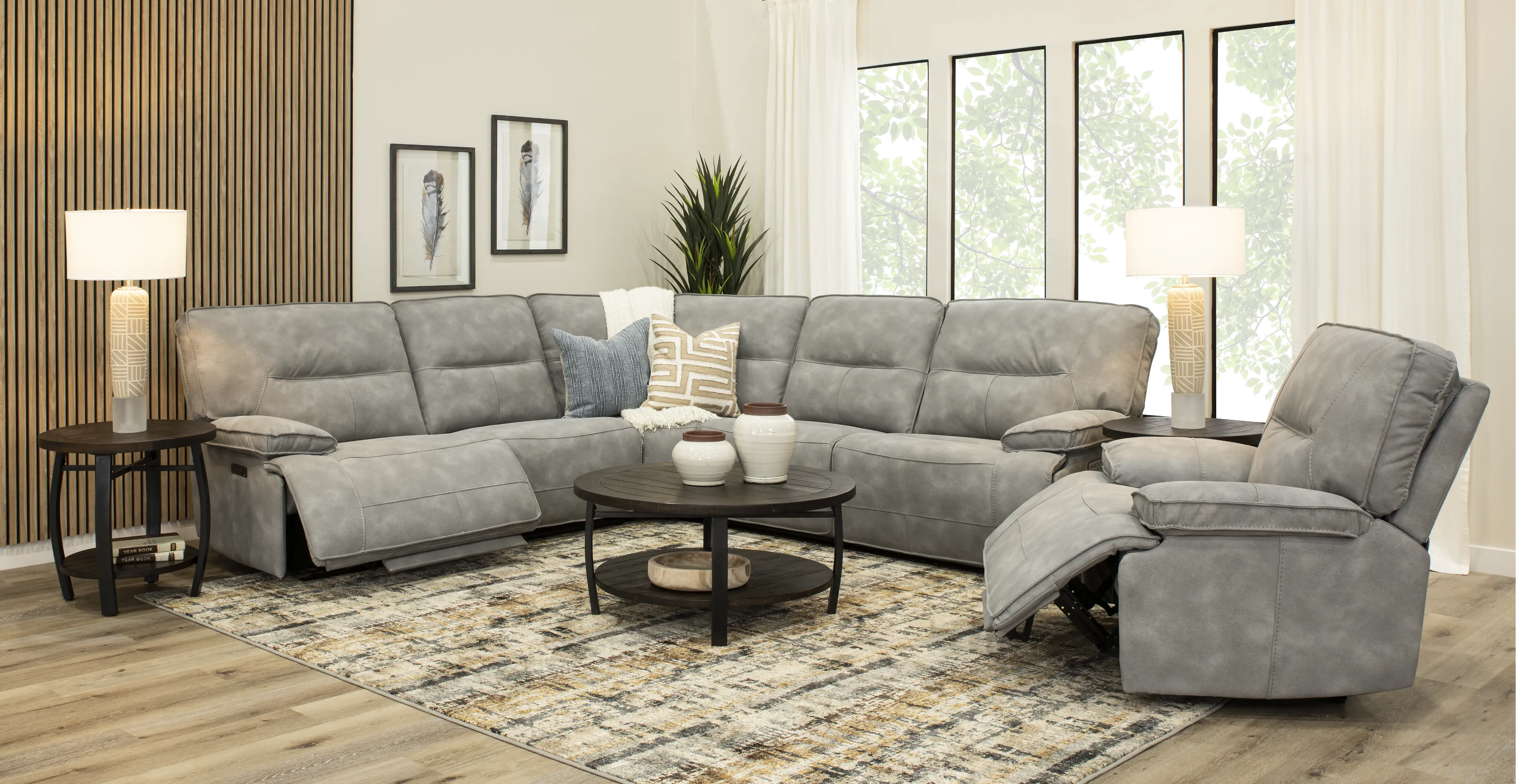 Spartacus Sky Gray 5-Piece Power Reclining Sectional-2