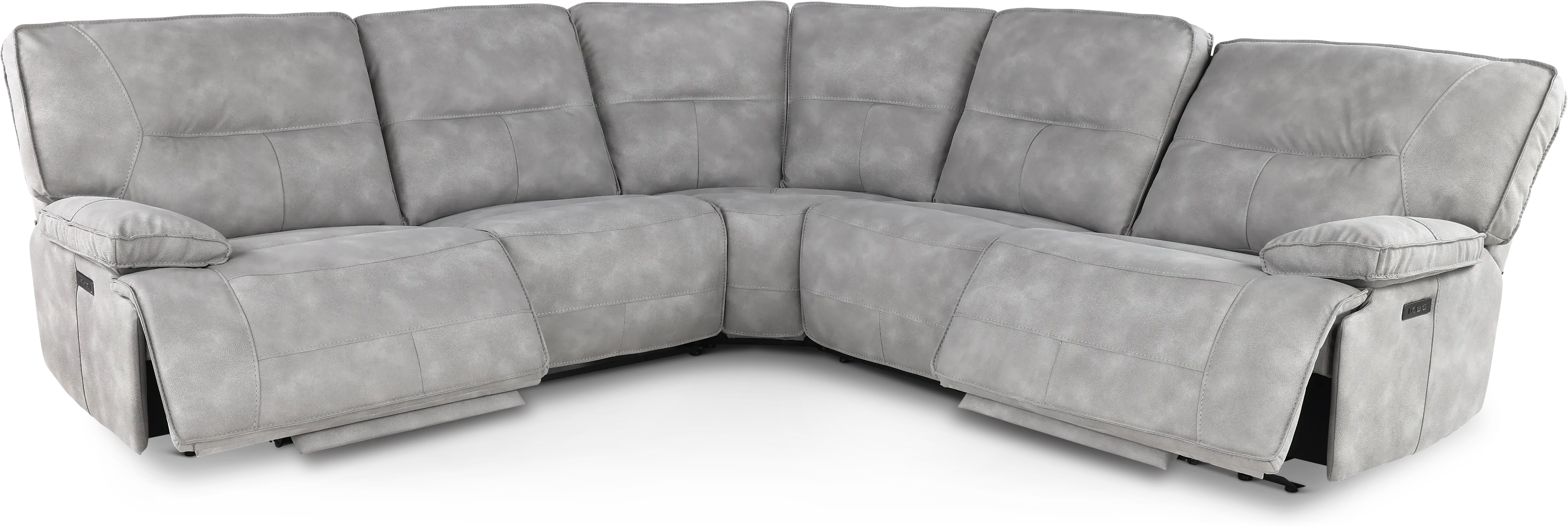 Spartacus Sky Gray 5-Piece Power Reclining Sectional-5