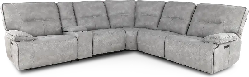 Spartacus Sky Gray 6-Piece Power Reclining Sectional