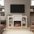 Hawke's Bay Farmhouse Ivory Oak Fireplace Mantel with Bookshelves