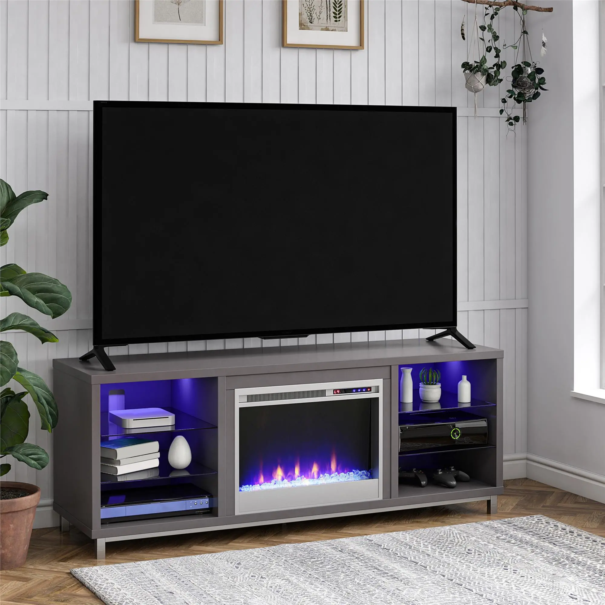 Lumina Graphite Gray Fireplace TV Stand-8