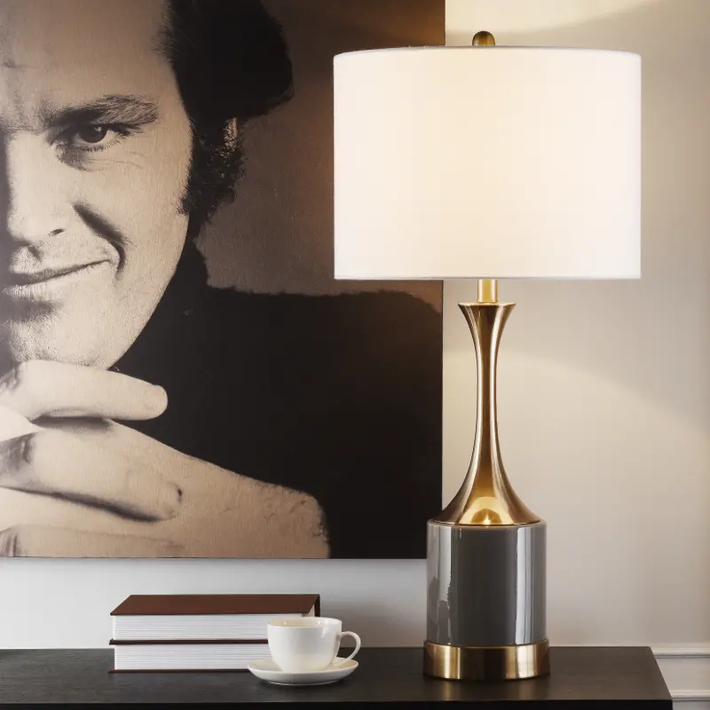 Copper and Gray 32 Inch Table Lamp