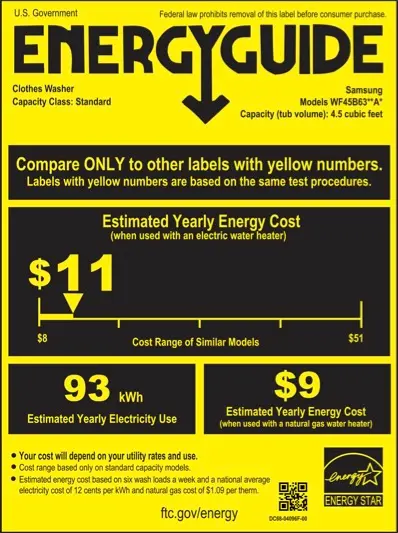 WF45B6300AW Samsung 4.5 cu ft Front Load Washer - White, 45B6300-13