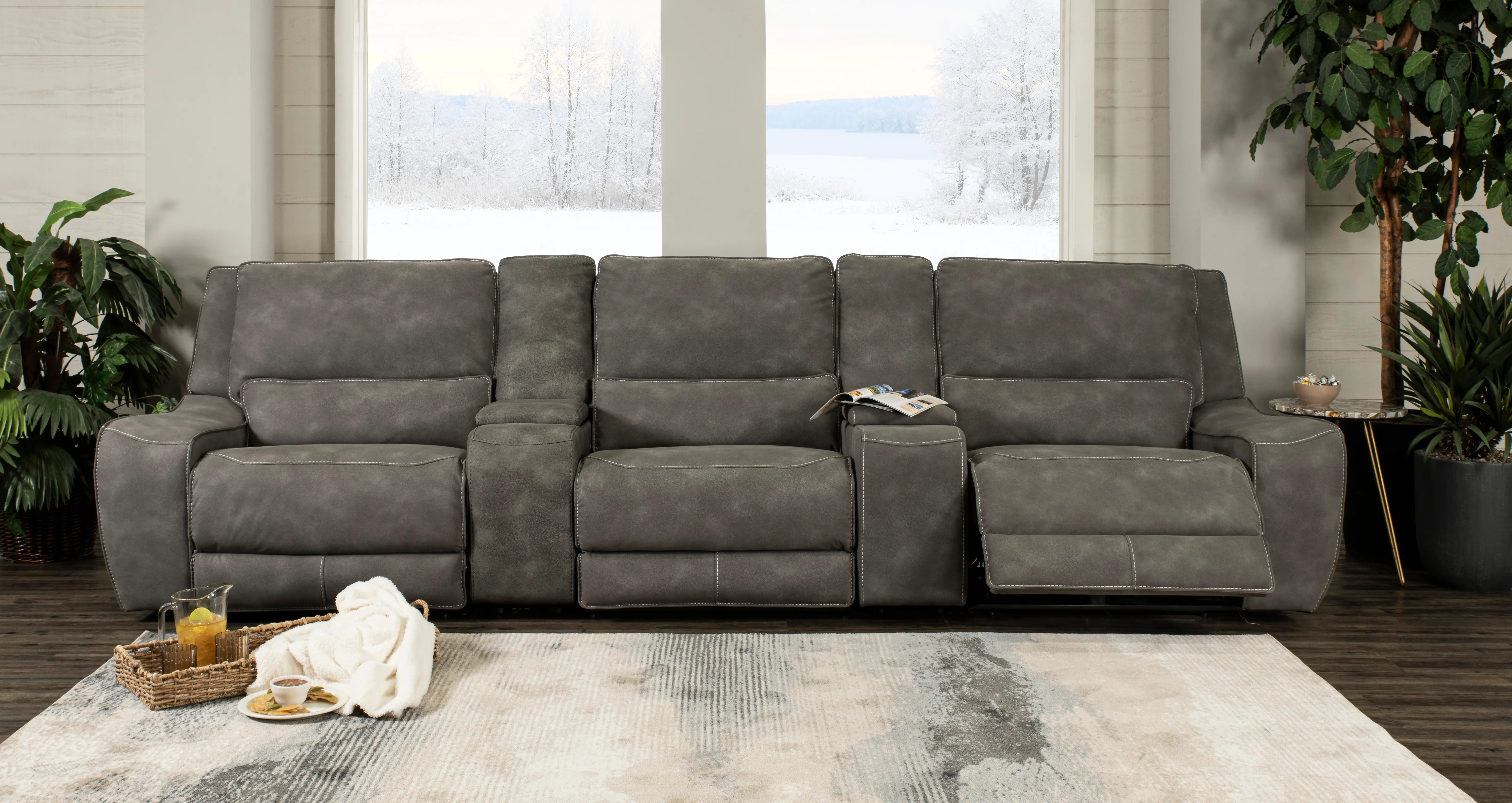 Sauvage Charcoal Gray Power Reclining Home Theater Sectional-2